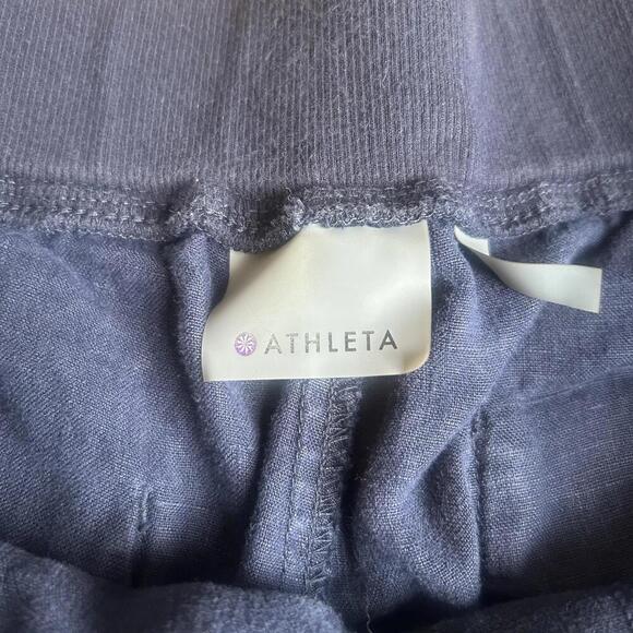 Athleta Shorts Womens Size 6 Navy 100% Linen Drawstring Waist Pockets - Picture 4 of 6